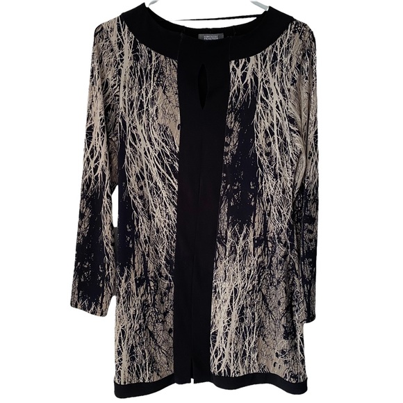 Kenneth Cole Reaction size Small long sleeve tunic keyhole neck top blouse - Picture 1 of 9